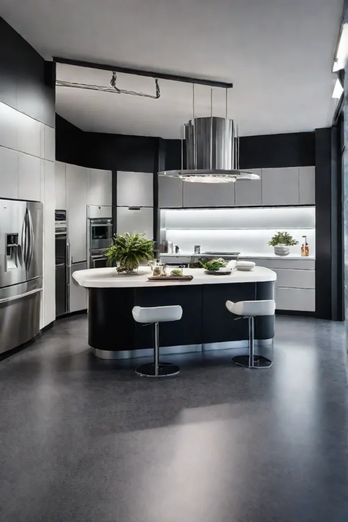 A kitchen with rubber flooring highlighting its practical and ecofriendly qualities for