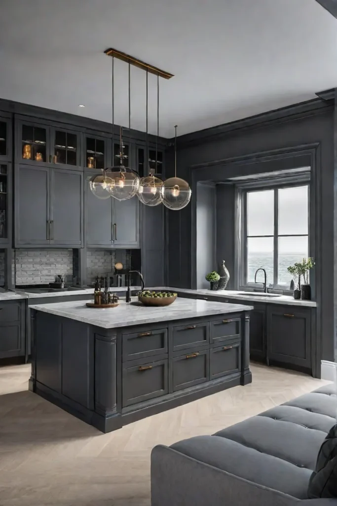 A monochromatic kitchen with varying shades of gray