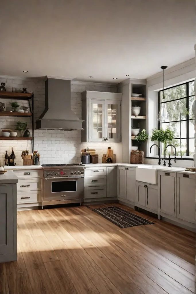 A rustic and charming kitchen with a blend of hardwood and bamboo