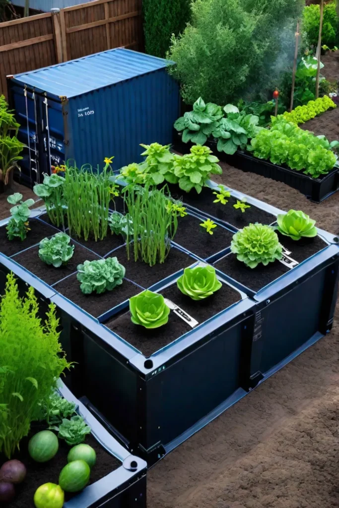 A spacesaving vegetable garden layout that showcases the effective use of container