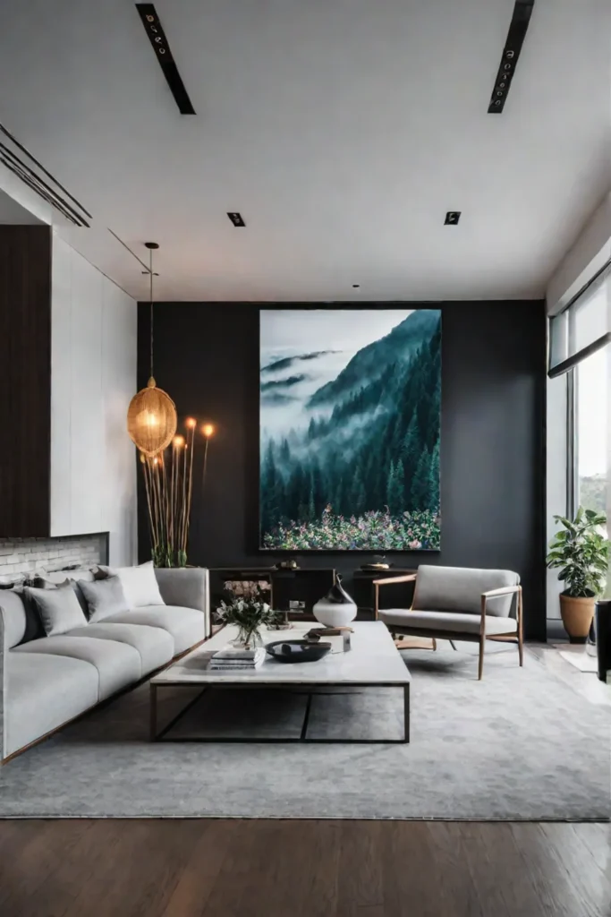 Abstract wall art in a living room