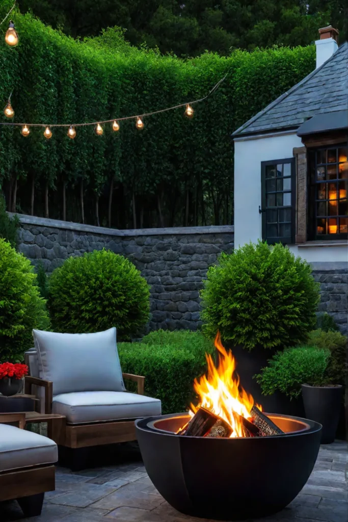 Backyard patio with fire pit or chimenea