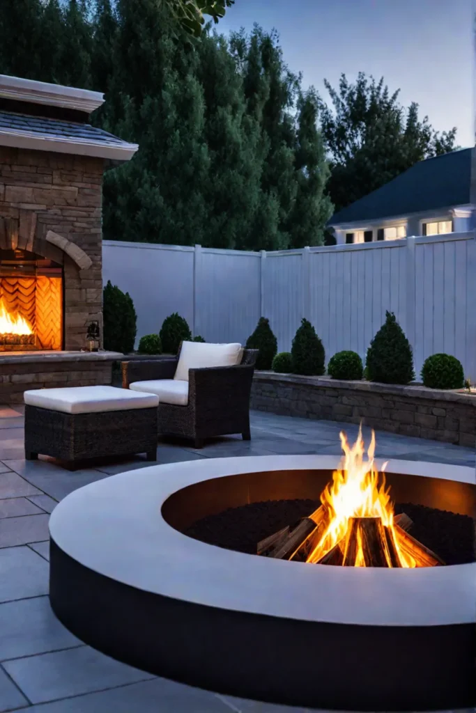 Backyard patio with fire pit or fireplace