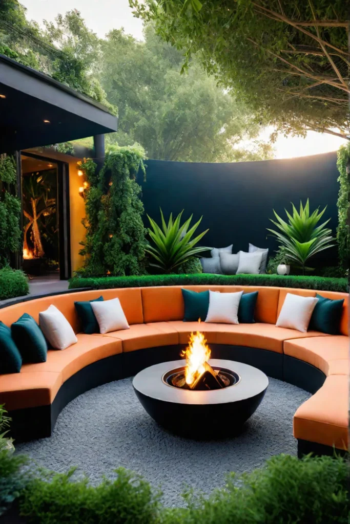 Backyard patio with inviting conversation pit
