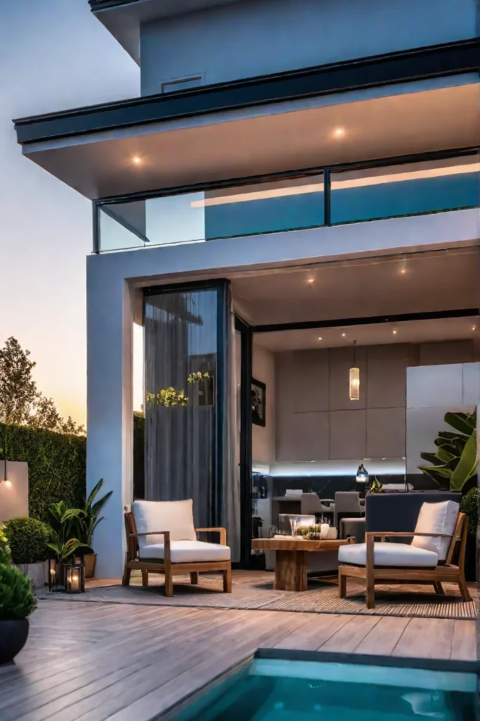 Backyard patio with smart home integration