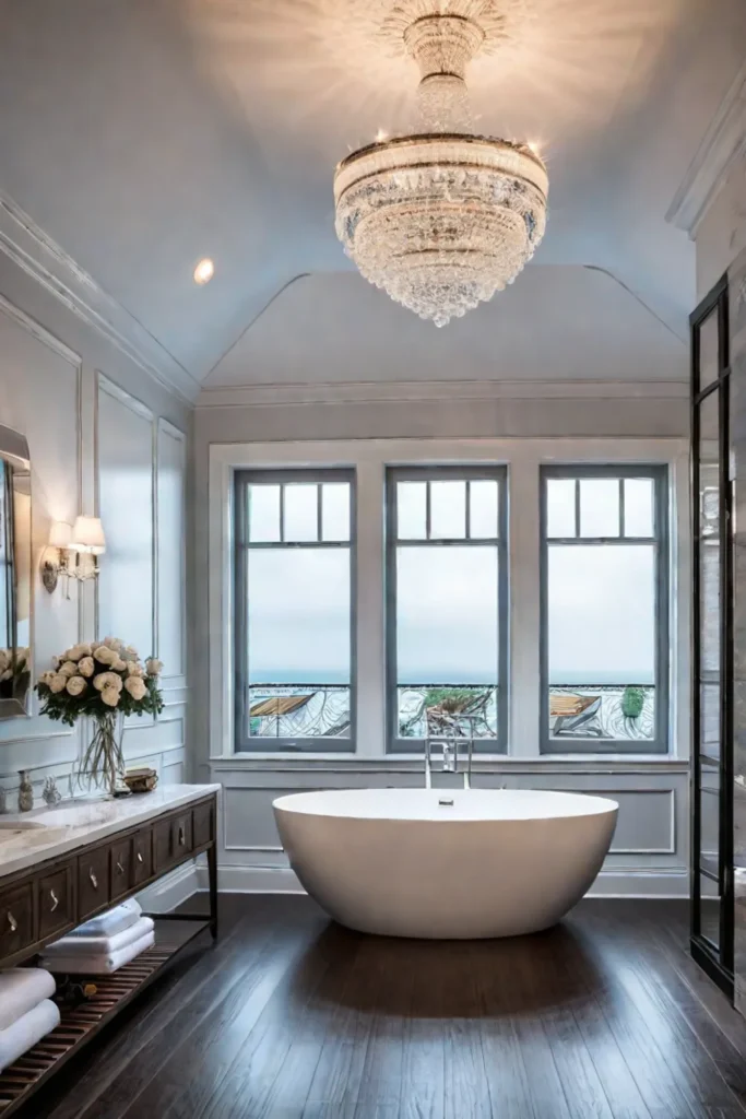 Bathroom with freestanding tub