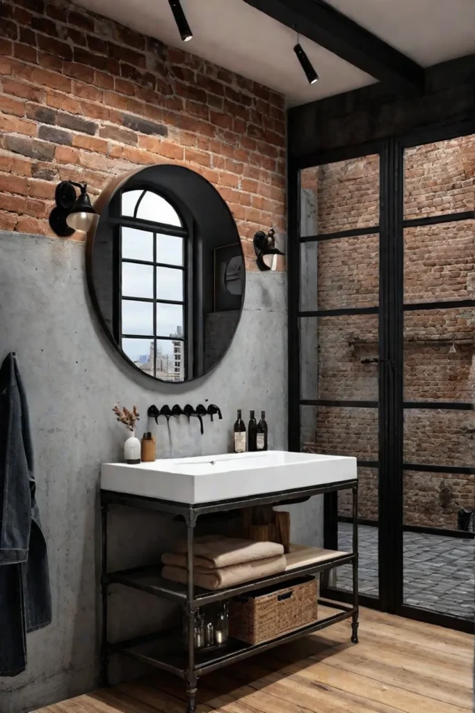 Bathroom with gray walls white towels and a large shower