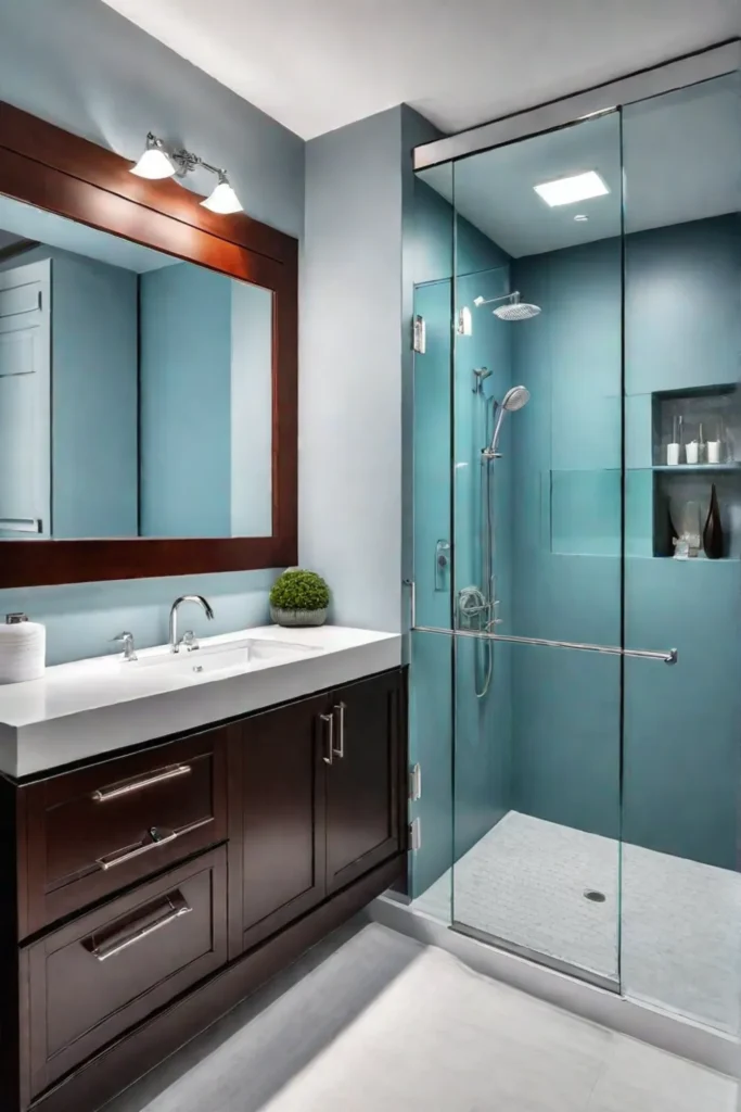 Bathroom with multifunctional fixtures for space optimization