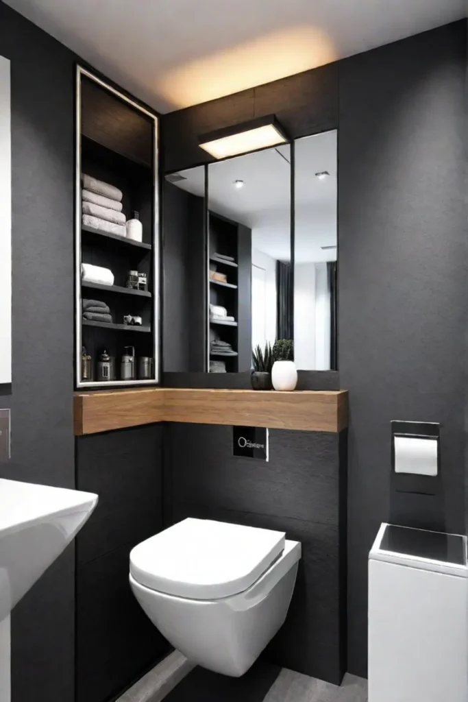 Bathroom with vertical storage solutions