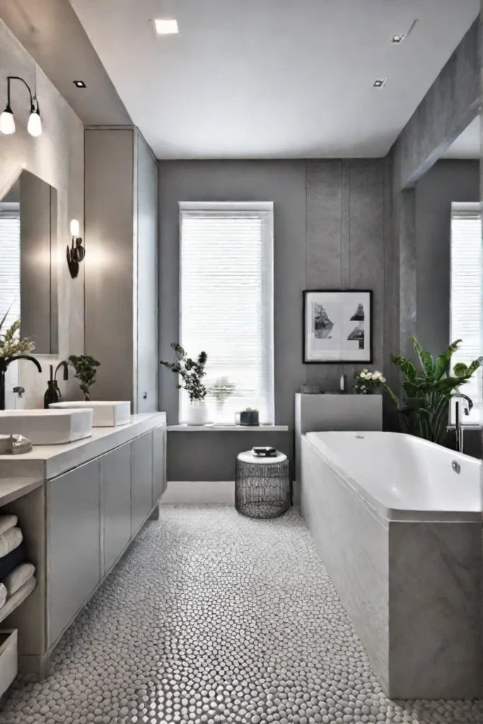 Bathroom with visually expanded storage