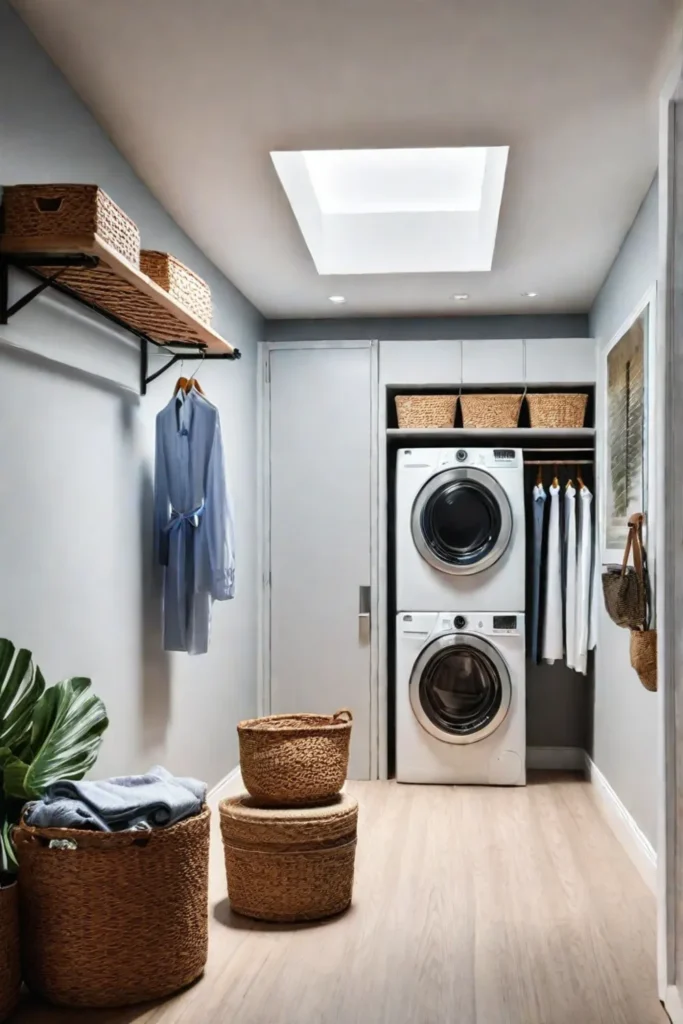 Behindthedoor hanging rack for laundry room organization