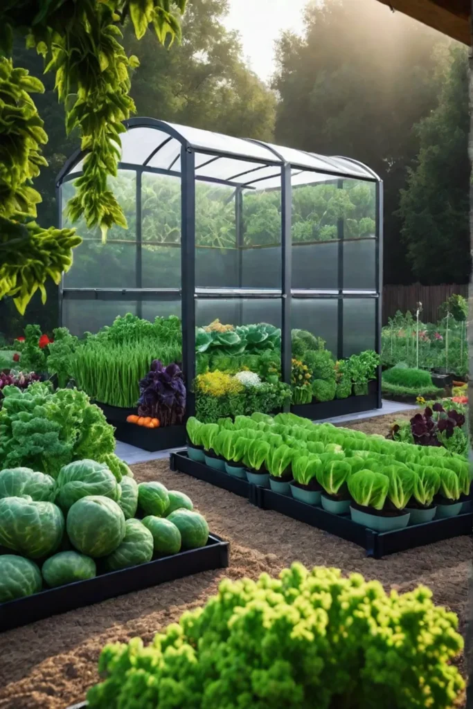 Biodiverse vegetable garden with a diverse ecosystem