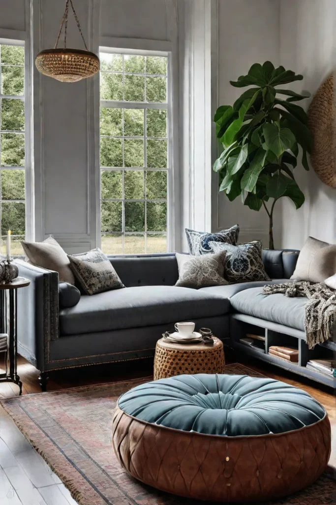 Bohemian living room with floor seating