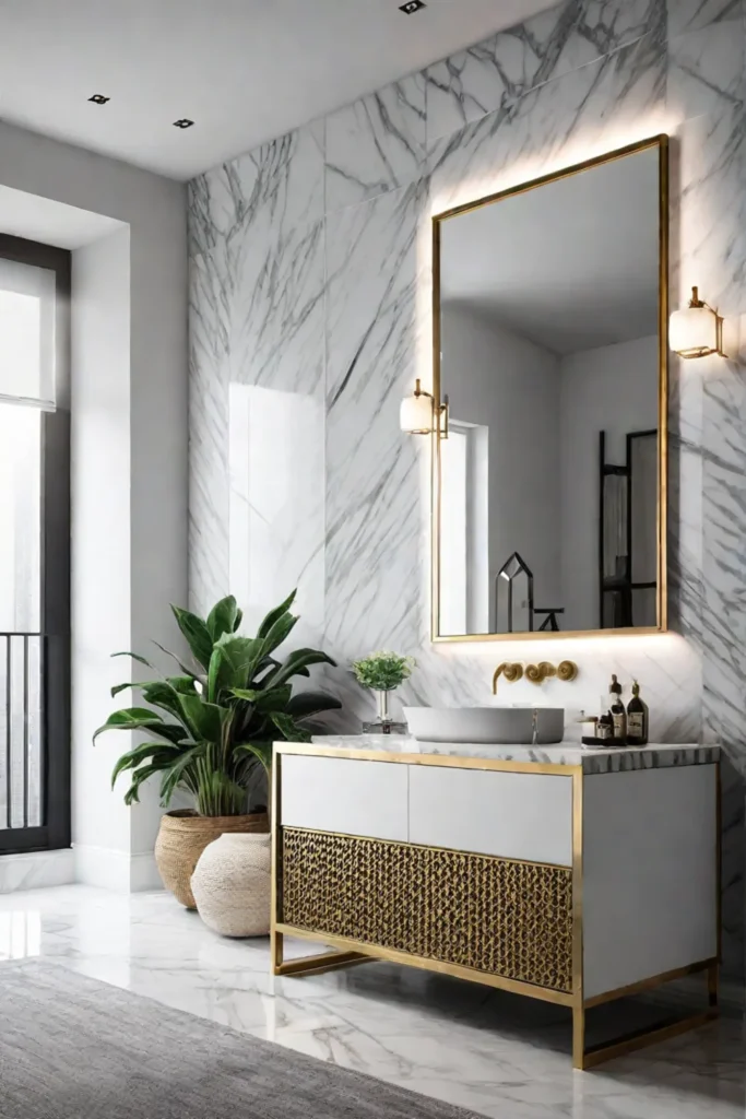 Brass frame bathroom vanity