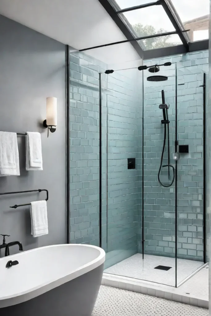 Bright and airy modern bathroom with skylight