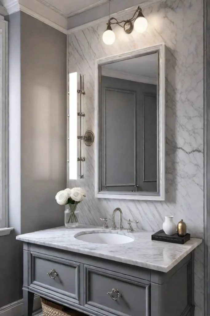 Classic and timeless small bathroom with marble vanity