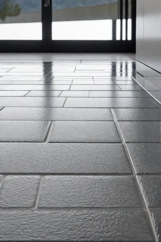 Closeup of slipresistant tile flooring