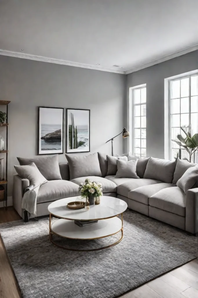 Comfortable and relaxing Scandinavian living room with a sectional sofa