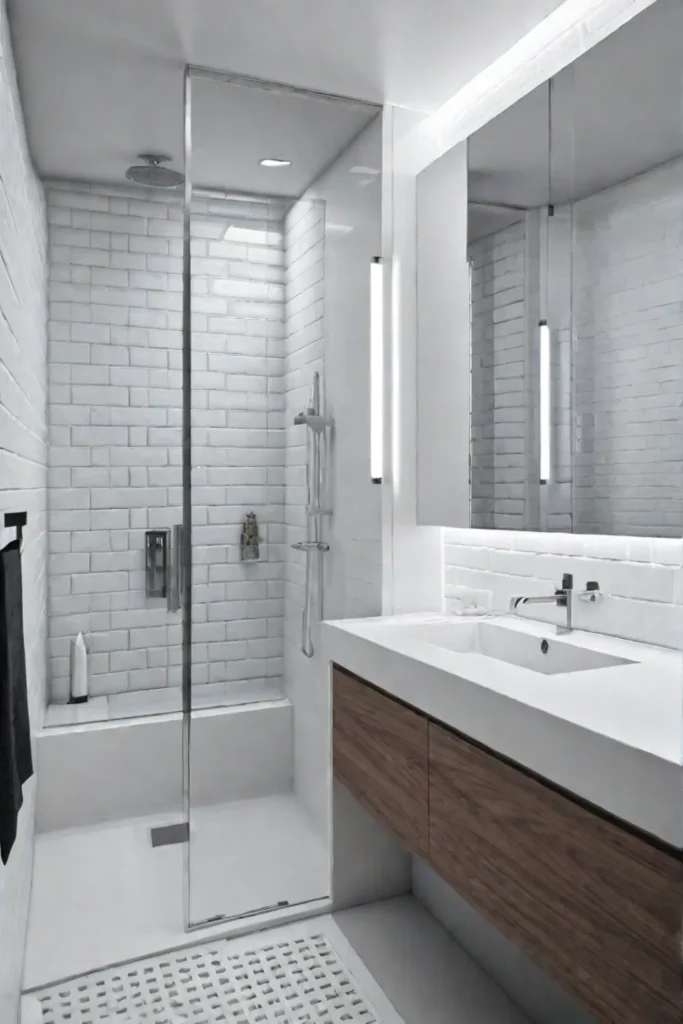 Compact bathroom with a monochromatic color scheme