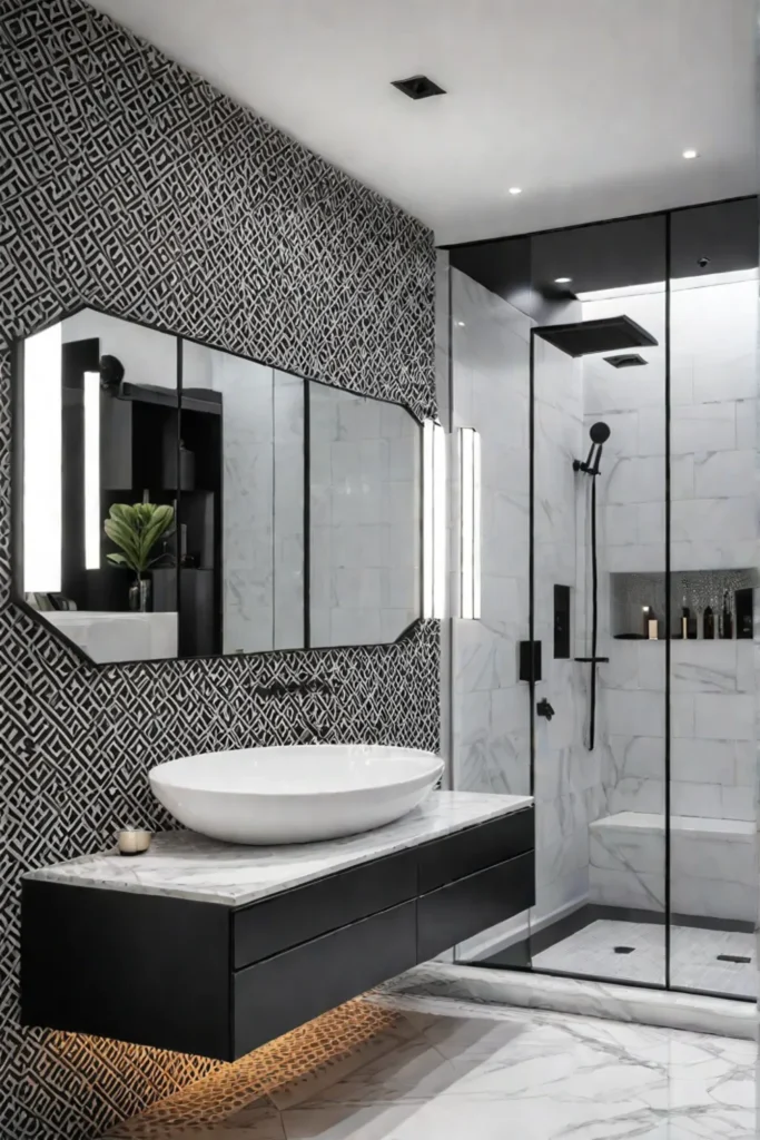 Contemporary bathroom with black and white color scheme