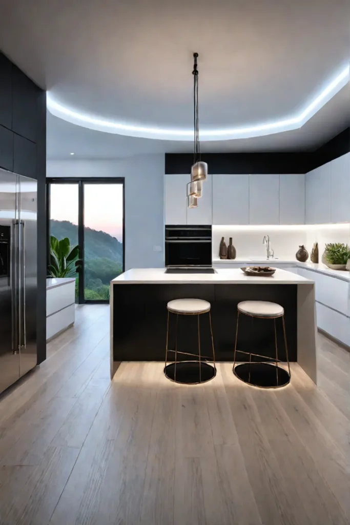 Contemporary kitchen with energyefficient LED lighting