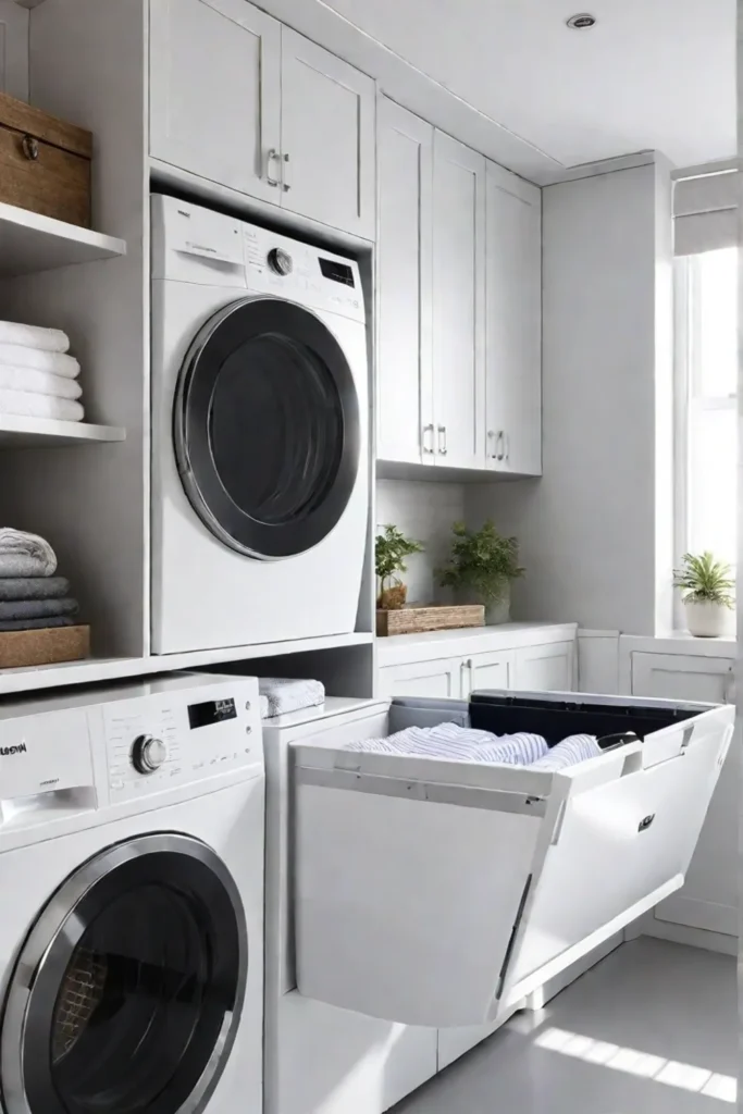 Contemporary laundry room with hidden storage