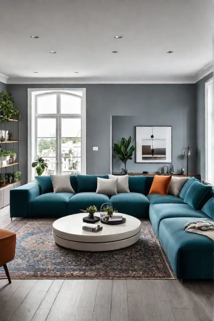 Contemporary living room with Ushaped sectional sofa