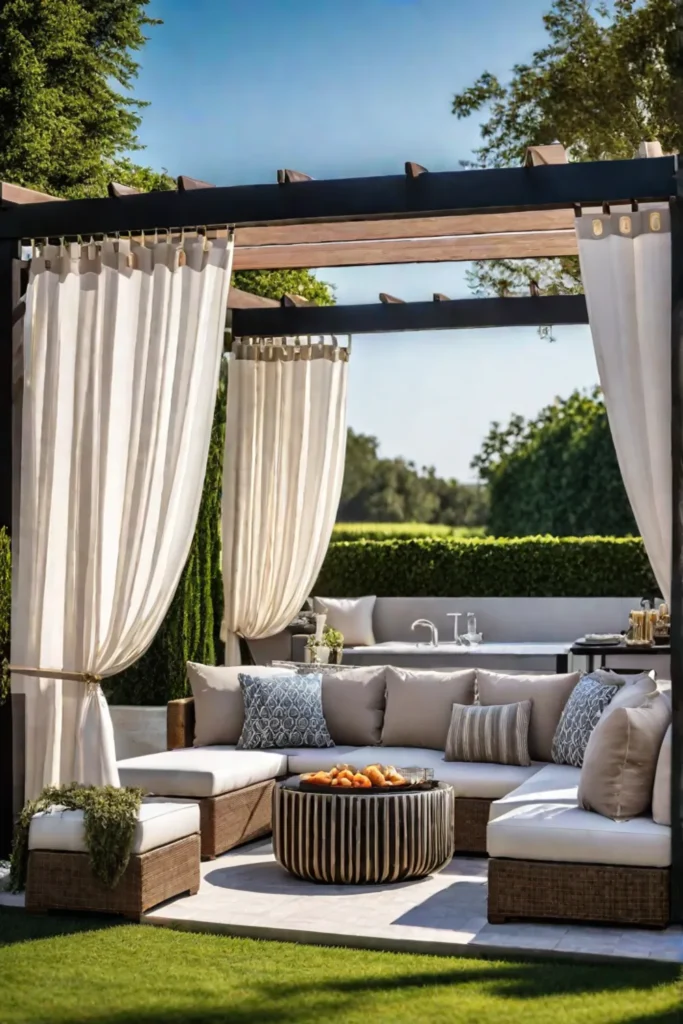 Covered patio with pergola and outdoor kitchen