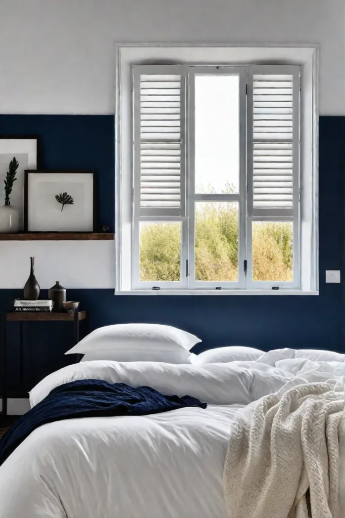 Cozy minimalist bedroom with moody color palette and natural textures