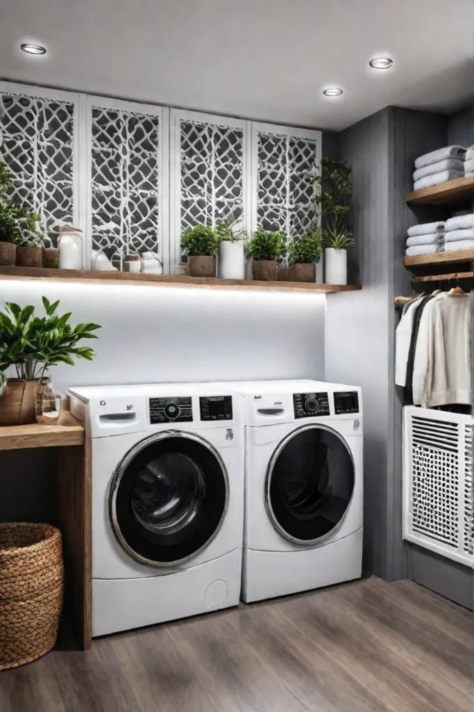 Creative laundry room with eclectic storage