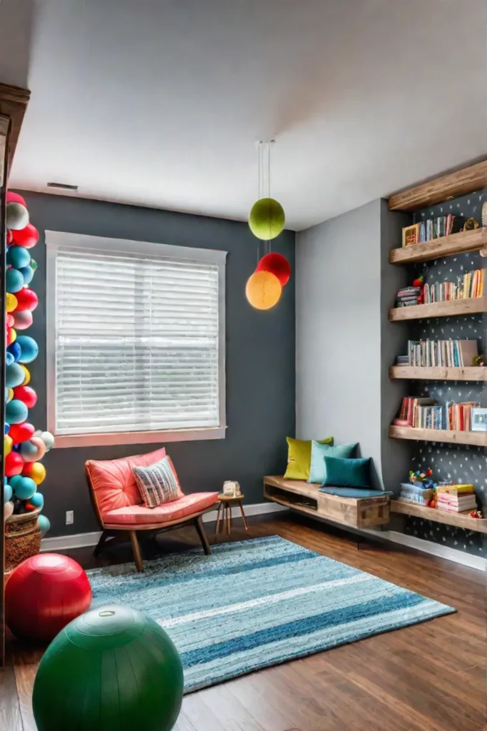 DIY playroom with repurposed materials and creative activities