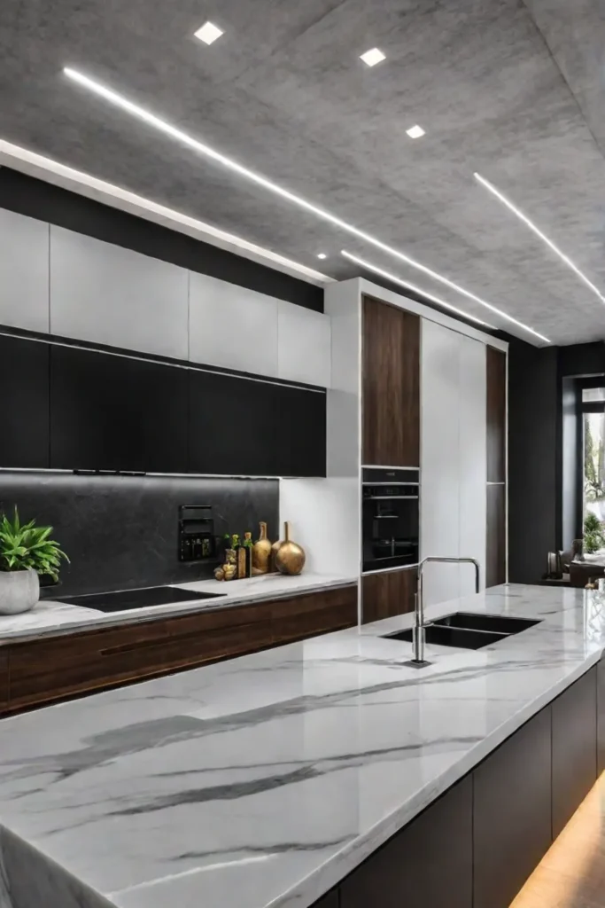 Eatin kitchen with recessed lighting