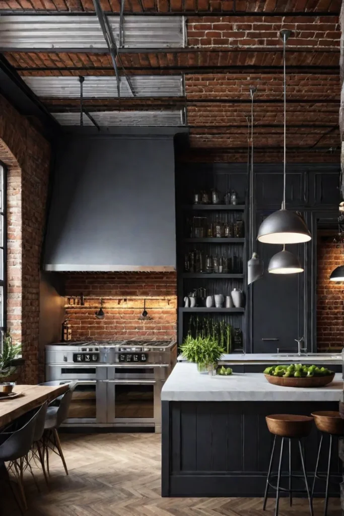 Edgy kitchen design with statement lighting fixtures