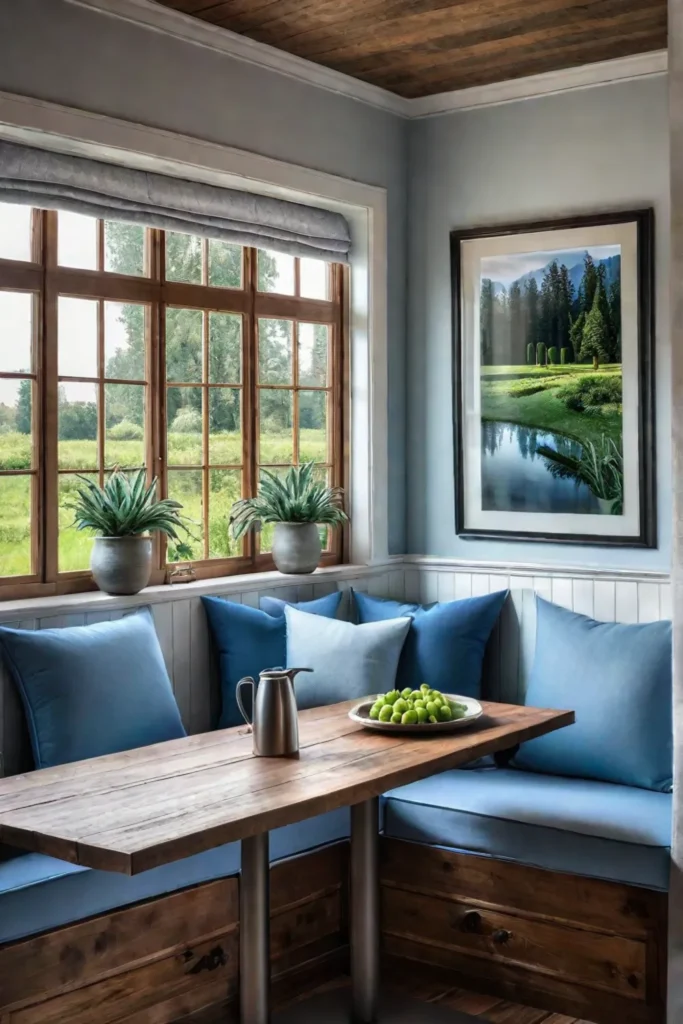 Farmhouse kitchen with cozy banquette