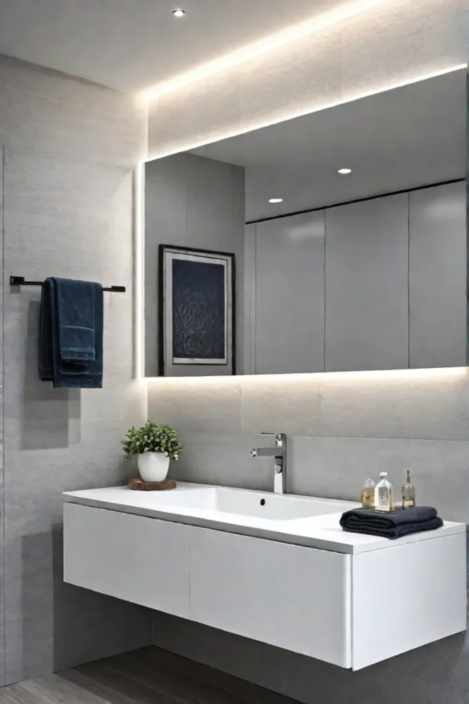 Floating bathroom vanity with LED lighting