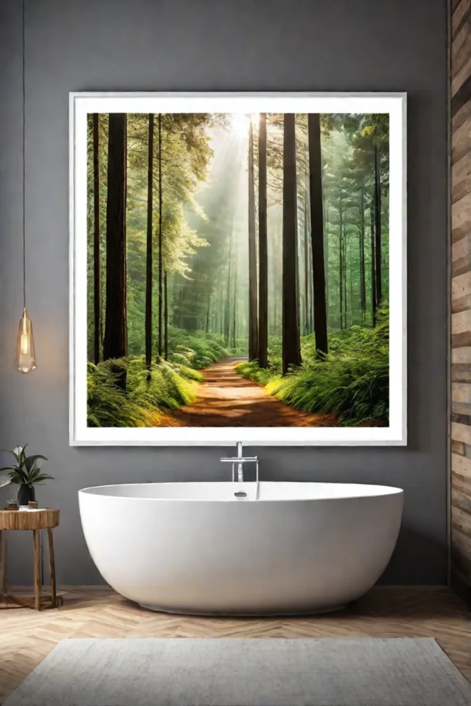 Forest path bathroom wall art
