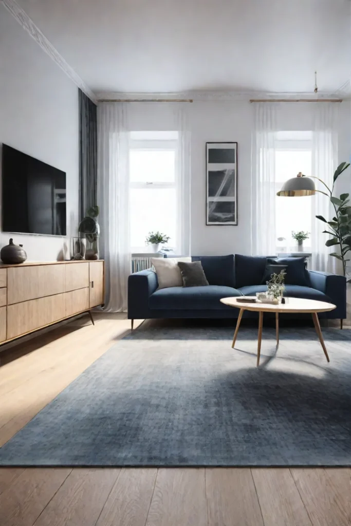 Functional Scandinavian living room with ample storage and comfortable seating