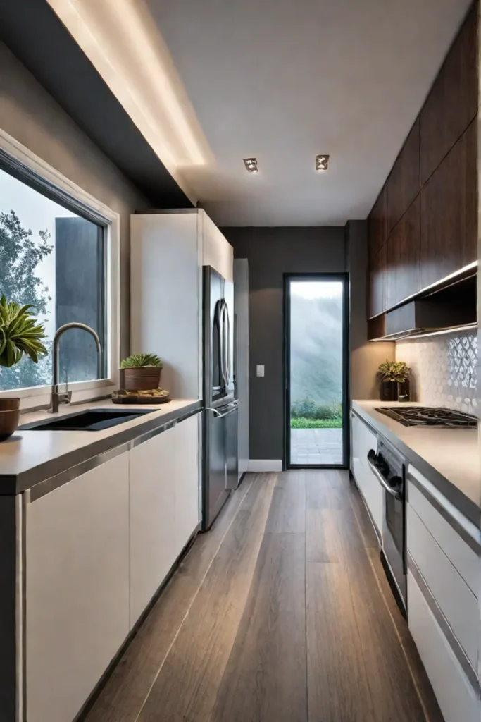 Galley kitchen with efficient use of space