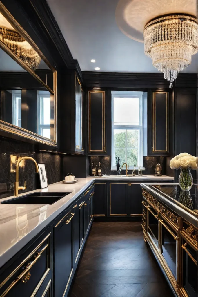 Glamorous kitchen with gold accents