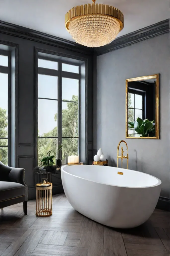 Glamorous small bathroom with freestanding tub