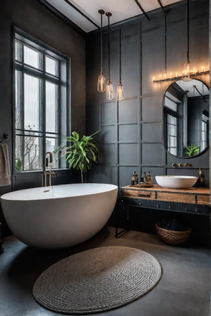 Industrialstyle bathroom with exposed pipes