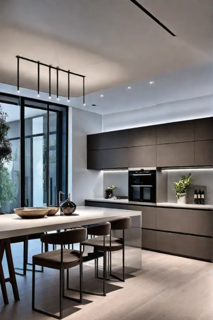 Integrated lighting in minimalist kitchen