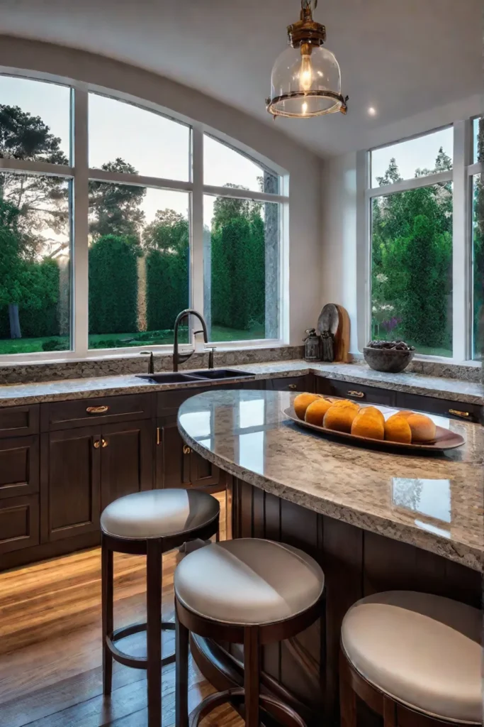 Inviting kitchen with natural stone countertops