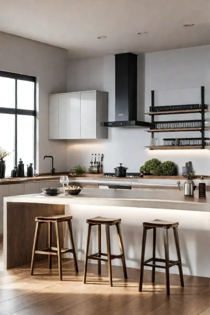 Japaneseinspired luxury kitchen with natural materials and minimalist lines