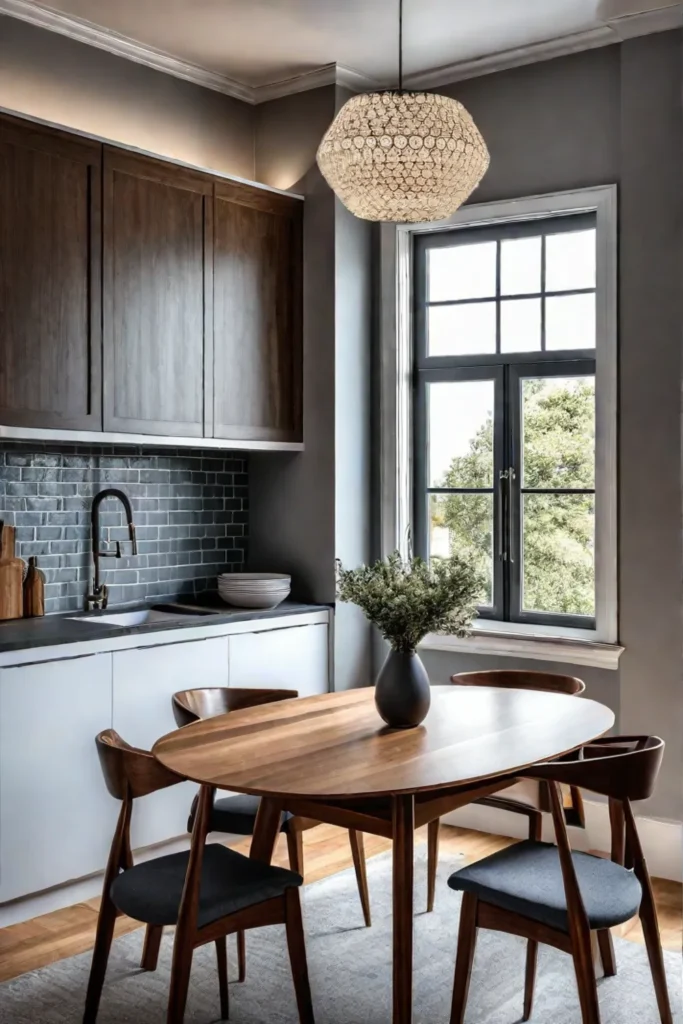 Kitchen breakfast nook with natural and pendant lighting