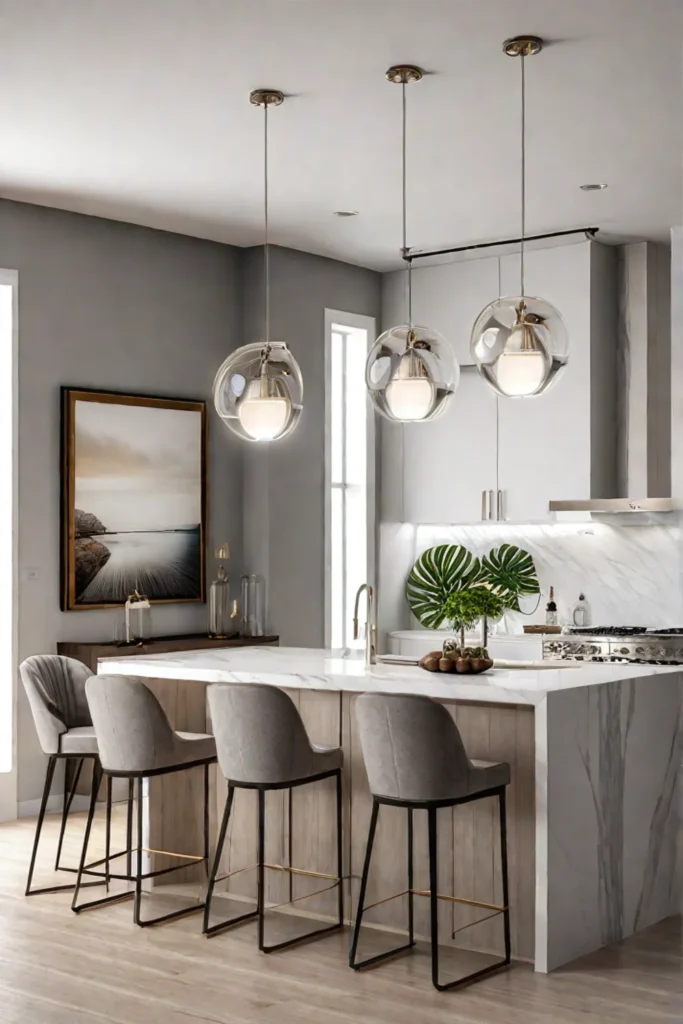 Kitchen designed for entertaining with wine fridge and island seating