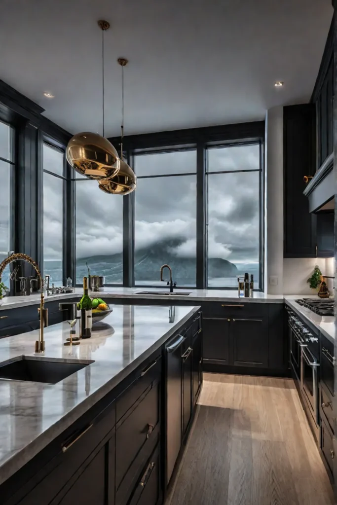 Kitchen with a view and large windows