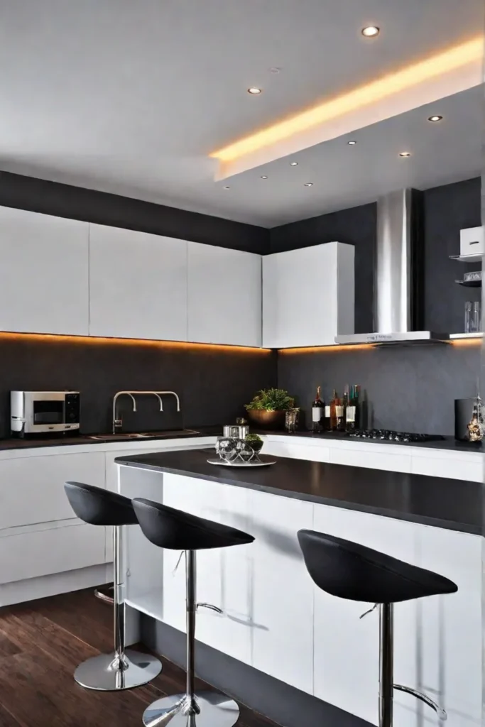 Kitchen with aesthetically pleasing lighting