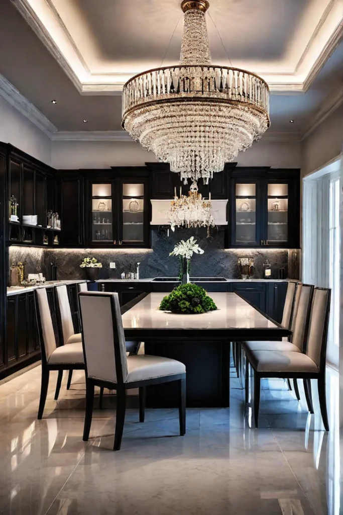 Kitchen with chandelier 1