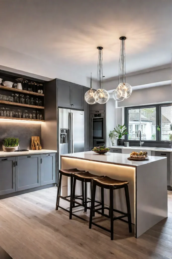 Kitchen with energyefficient LED bulbs